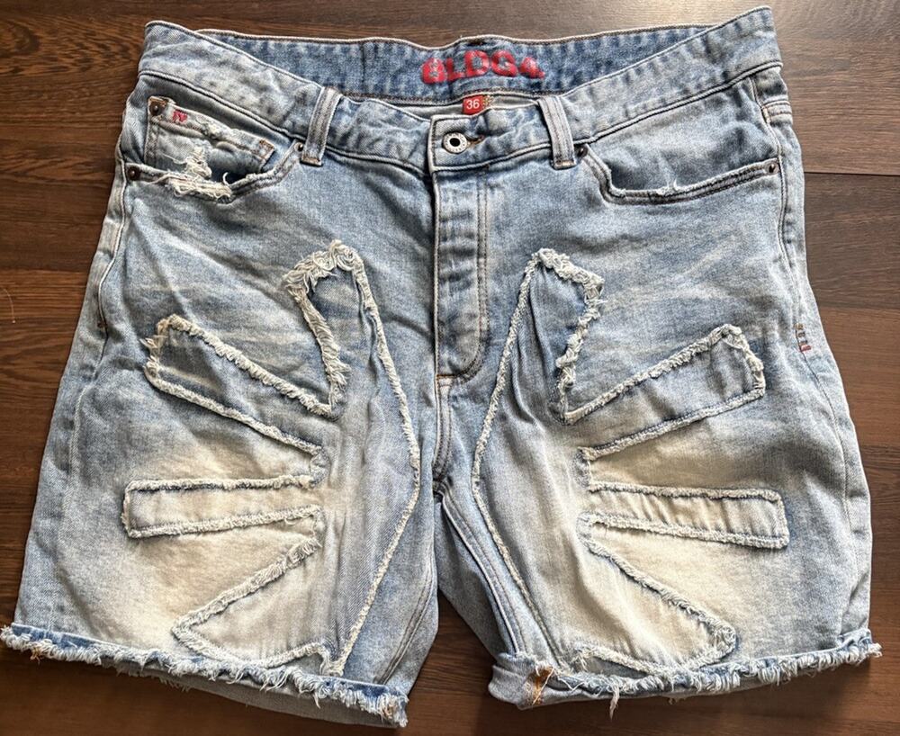BLDG4 Pantheon Distressed Denim Jorts Shorts Men's Size 36